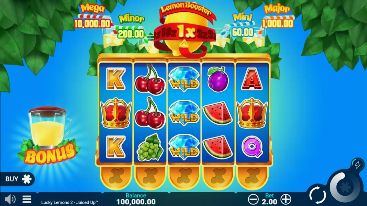 Tampilan visual slot Lucky Lemons 2 Juiced Up dengan tema buah yang cerah